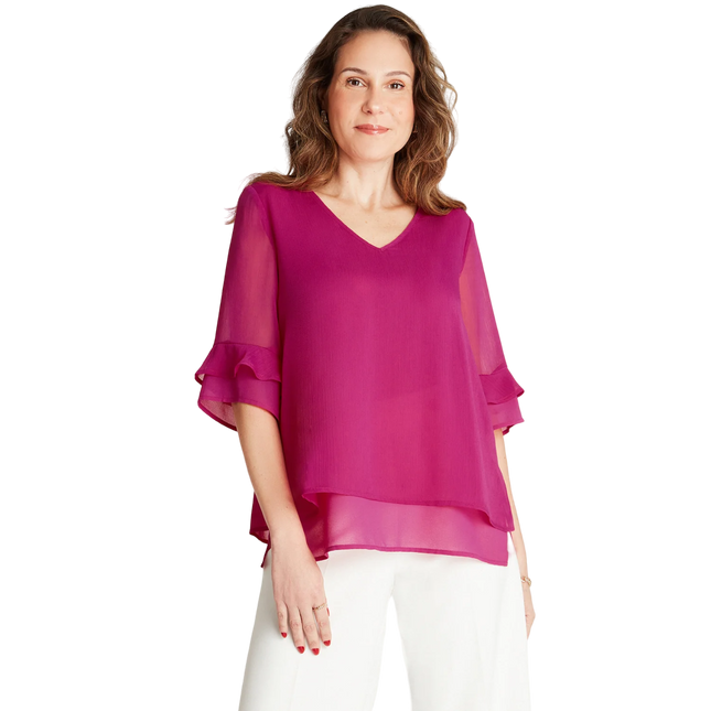 BLUSA LORENZO DI PONTI MANGA 3/4 CON VUELOS