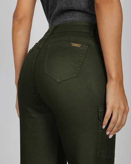 JEANS AMALIA RECTO CARGO ECOCUERO