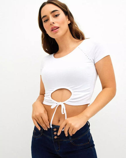POLERA J.J.O CROP AMARRAS CUTOUT - MAWI