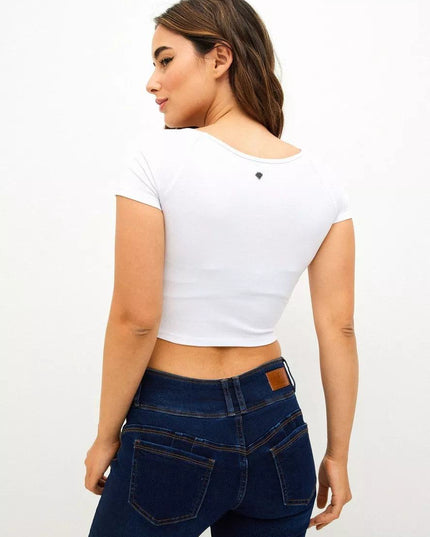 POLERA J.J.O CROP AMARRAS CUTOUT - MAWI