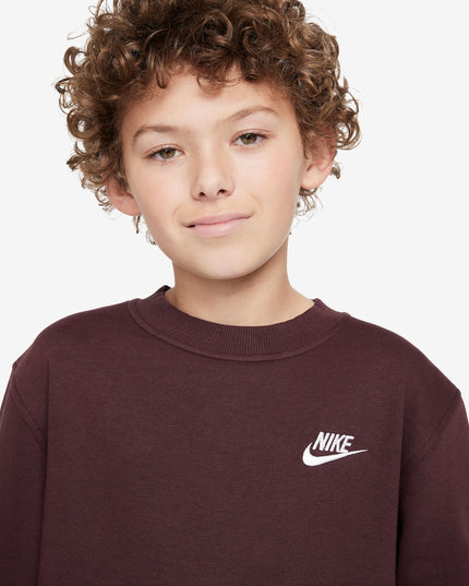 POLERON NIKE NSW CLUB FLC CREW LS LBR NIÑO