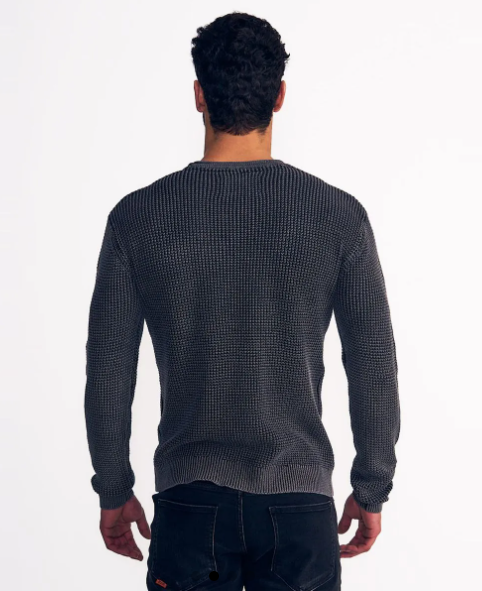 SWEATER ELLUS CREW NECK WAFFLE STONE WASH