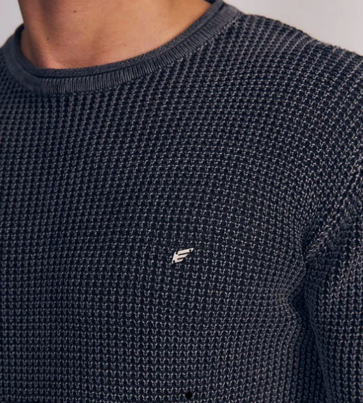 SWEATER ELLUS CREW NECK WAFFLE STONE WASH