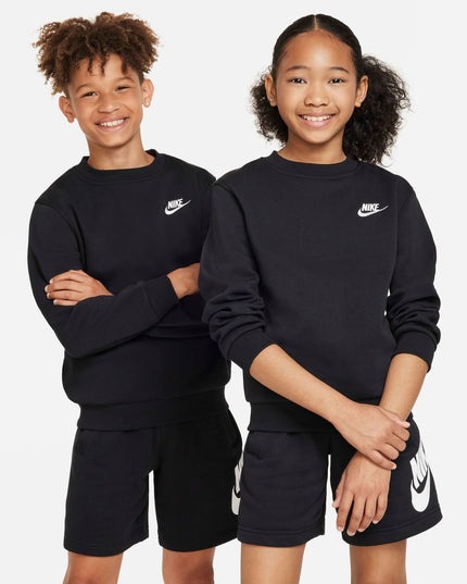 Polerón NIKE poleron niños nike nsw club flc crew ls lbr en color negro