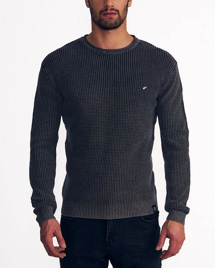 SWEATER ELLUS CREW NECK WAFFLE STONE WASH - MAWI