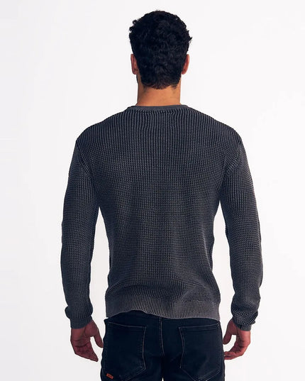 SWEATER ELLUS CREW NECK WAFFLE STONE WASH - MAWI