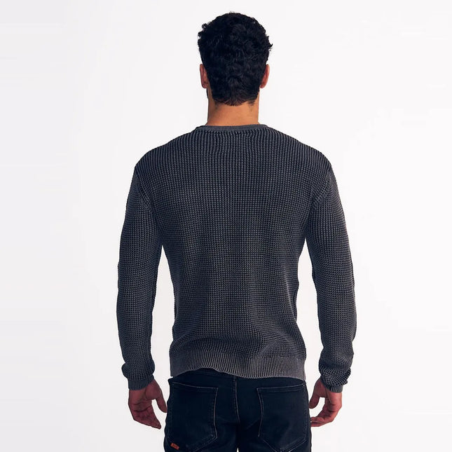 SWEATER ELLUS CREW NECK WAFFLE STONE WASH