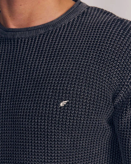 SWEATER ELLUS CREW NECK WAFFLE STONE WASH - MAWI