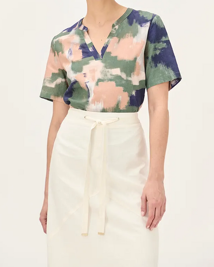 BLUSA MA GRIFFE LINO ESTAMPADA
