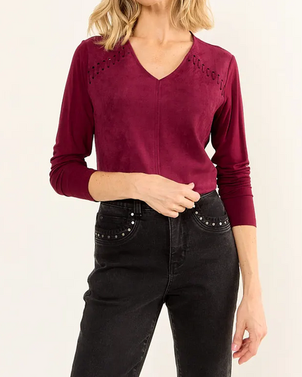 Polera Ma Griffe Lisa Ma Griffe en color burdeo