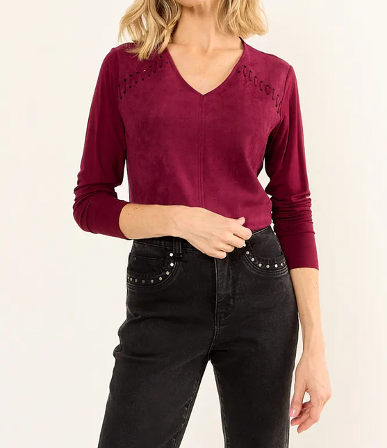 Polera Ma Griffe Lisa Ma Griffe en color burdeo