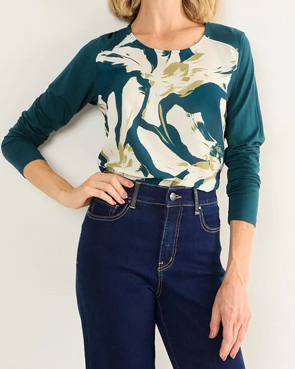 Polera MA GRIFFE Polera Ma Griffe Estampada en color verde musgo.