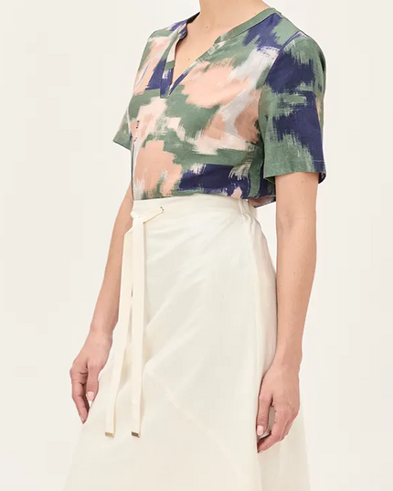 BLUSA MA GRIFFE LINO ESTAMPADA