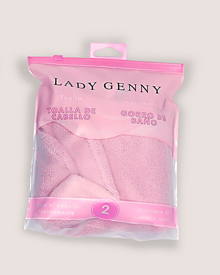 SET TOALLA LADY GENNY DE CABELLO & GORRO DE BAÑO