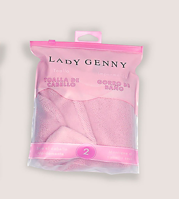 SET TOALLA LADY GENNY DE CABELLO & GORRO DE BAÑO