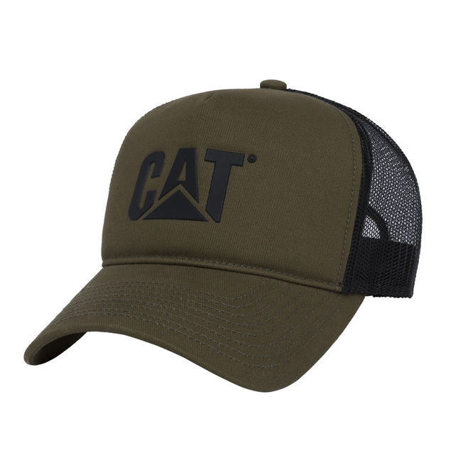 Jockey CAT Logo Mesh Back Foam Hat en color verde olivo