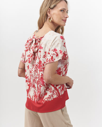 BLUSA GIVE V ESTAMPADA M/C,AMMARRA ESPALDA