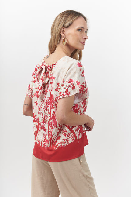 BLUSA GIVE V ESTAMPADA M/C,AMMARRA ESPALDA - MAWI