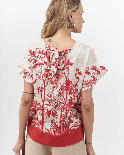 BLUSA GIVE V ESTAMPADA M/C,AMMARRA ESPALDA