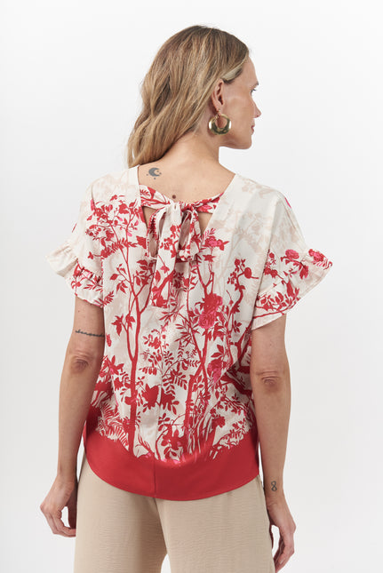 BLUSA GIVE V ESTAMPADA M/C,AMMARRA ESPALDA - MAWI