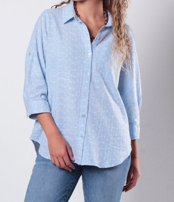 Blusa Wados M 3/4 Brodery en color celeste
