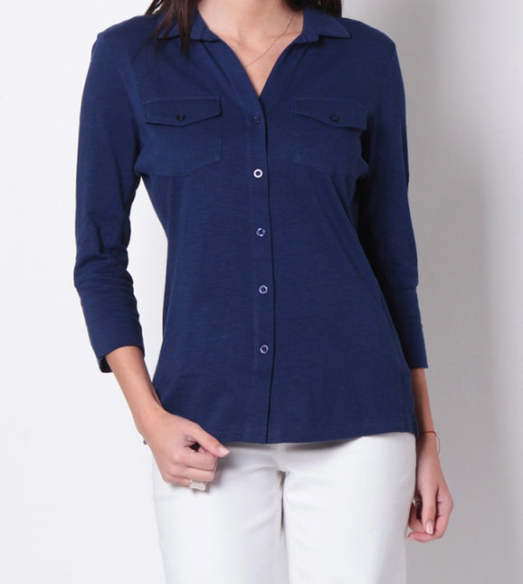 Blusa Wados M 3/4 Solid en color azul