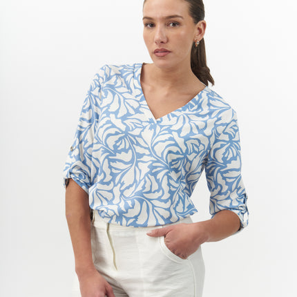 Blusa Give V Estampada M.3.4 en color celeste