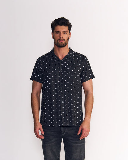 CAMISA ELLUS GUAYABERA SARGA MINI PRINT