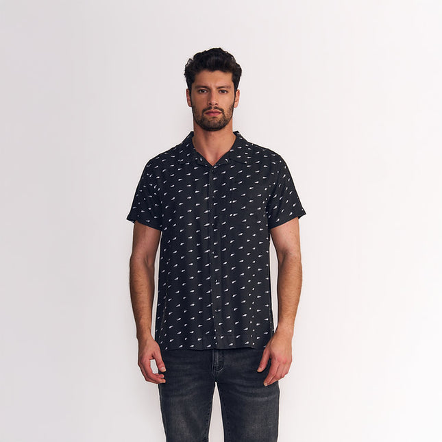 CAMISA ELLUS GUAYABERA SARGA MINI PRINT
