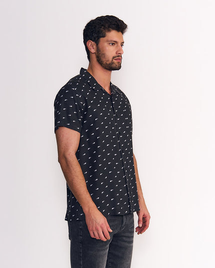 CAMISA ELLUS GUAYABERA SARGA MINI PRINT