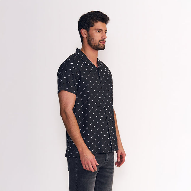 CAMISA ELLUS GUAYABERA SARGA MINI PRINT