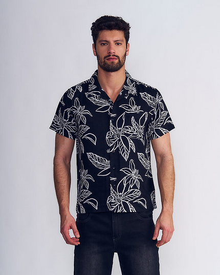 CAMISA ELLUS SURF GUAYABERA SARGA FLORES