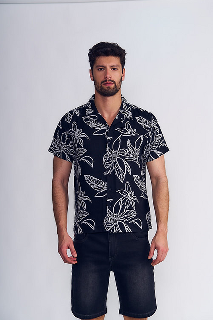 CAMISA ELLUS SURF GUAYABERA SARGA FLORES