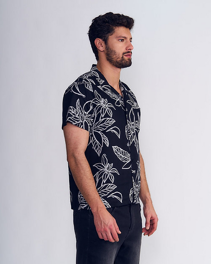 CAMISA ELLUS SURF GUAYABERA SARGA FLORES