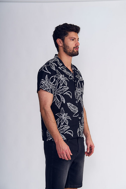 CAMISA ELLUS SURF GUAYABERA SARGA FLORES