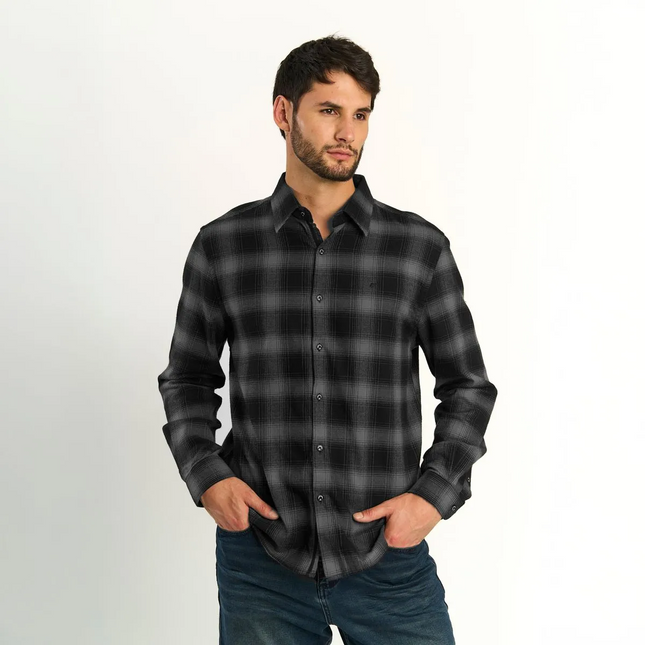 CAMISA ELLUS FLANEL CUADRO DIFUSO ELLUS en color negro