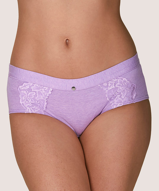 Pantaleta Lady Genny de algodón jaspeado con encaje en color lila