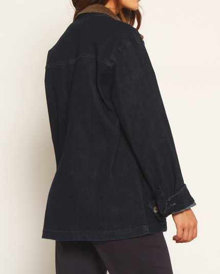 CHAQUETA MANGA LARGA DENIM CON BOLSILLOS Y CUELLO - MAWI