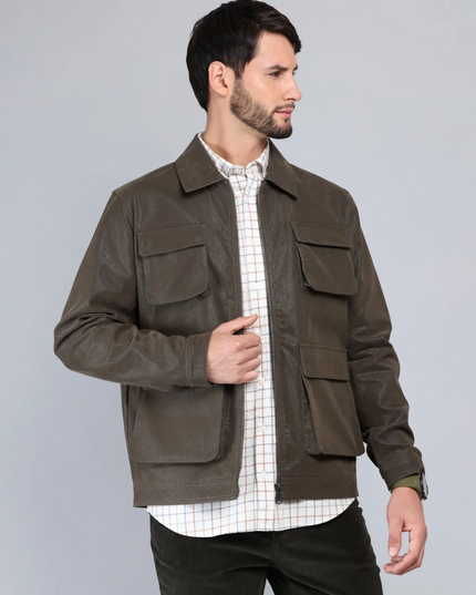 Prenda Arrow Chaqueta Arrow Cuero Sintetico Regular en color cafe