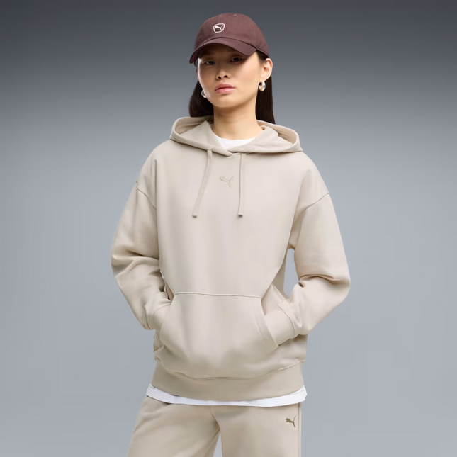 Polerón de mujer Puma Amplified Hoodie TR en color beige
