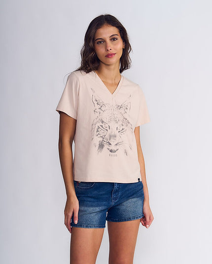 POLERA ELLUS BOX FIT V NECK TIGRE