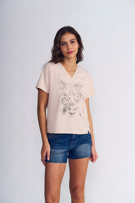 POLERA ELLUS BOX FIT V NECK TIGRE