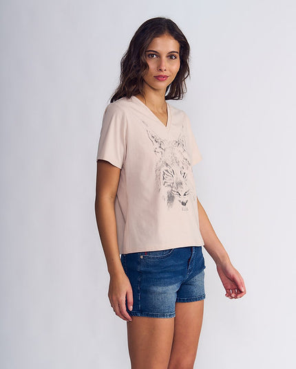 POLERA ELLUS BOX FIT V NECK TIGRE