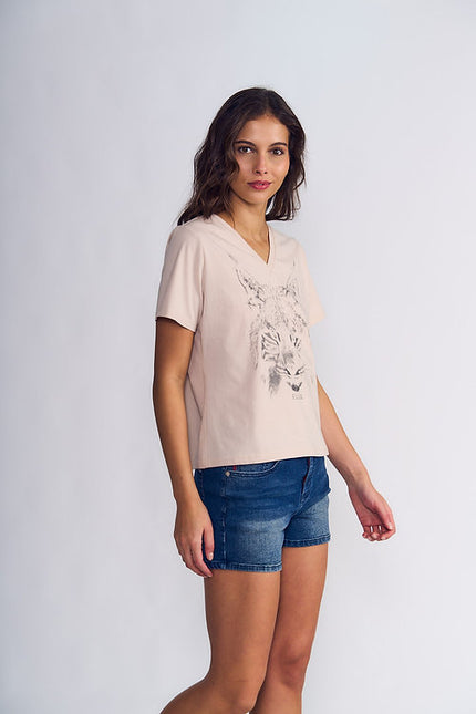 POLERA ELLUS BOX FIT V NECK TIGRE