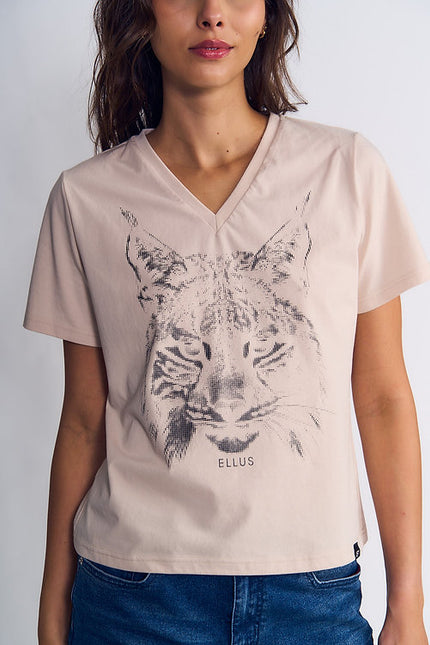 POLERA ELLUS BOX FIT V NECK TIGRE