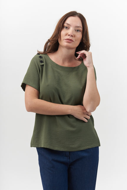 Polera Give Polo Lisa M/c Botones en color verde