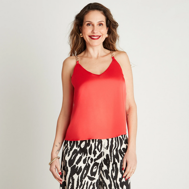 BLUSA LORENZO DI PONTI SATINADA TIRANTE CADE