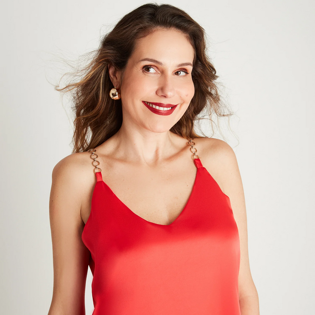 BLUSA LORENZO DI PONTI SATINADA TIRANTE CADE