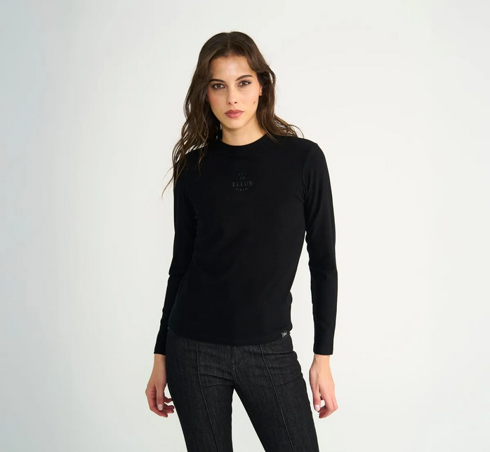POLERA ELLUS TIMELESS FRONT PRINT MEDIO CUEL ELLUS en color negro