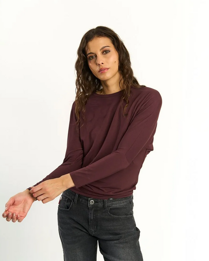 POLERA ELLUS BATWING FRONT HOTFIX LOGO ELLUS en color morado